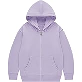 Flygo Unisex Boys Girls Hoodie Sweatshirt Full Zip Up Casual Long Sleeve Solid Jacket Kids Lightweight Outwear with Pockets