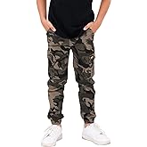 Rolanko Boys' Cargo Pants Casual Kids Joggers Elastic Waist Outdoor Hiking Baggy Trousers 4-14 Years