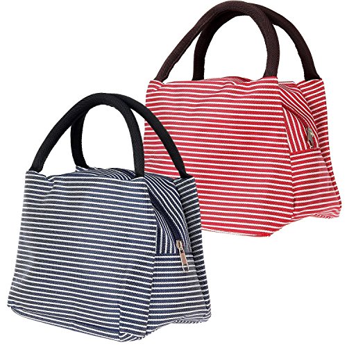 Lunch Bag, Uniwit 2 PCS Picnic Tote Bag Insulated Lunch Cooler Bag Lunch Container Travel Zipper Organizer Box for Women Men Kids