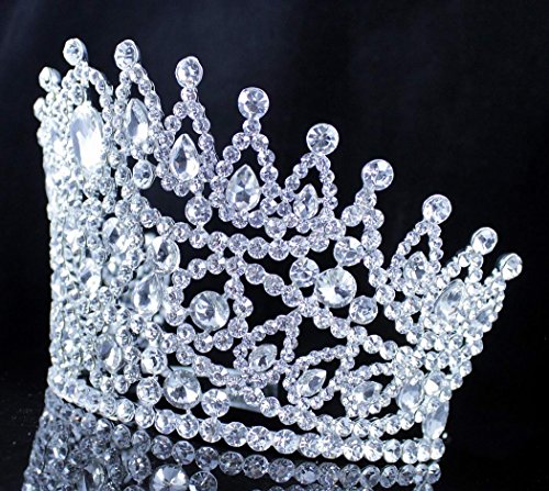 Janefashions SEXY BEAUTY QUEEN CRYSTAL RHINESTONE TIARA CROWN HAIR COMBS PAGEANT T2178 SILVER