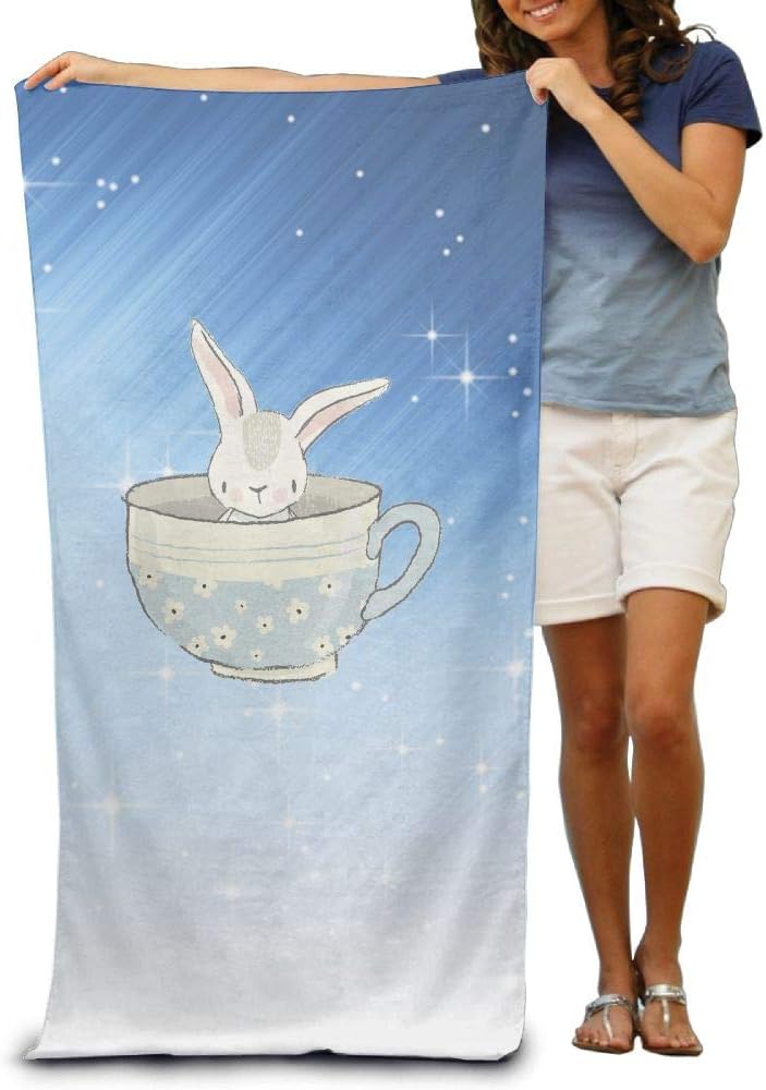 FOOOKL Bath Towel - A Little Rabbit in A Teacup Thick Large Swim Beach Towels