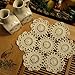 kilofly Crochet Cotton Lace Table Placemats Doilies Pack, 4pc, Beige, Blossoms, 10 inch