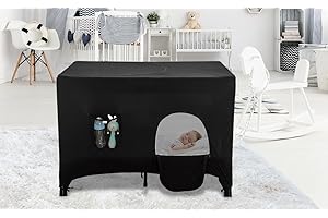 Blackout Cover for Pack N Play, Stretch Fitted Portable Breathable 90% Blackout Crib Canopy for Travel Crib Indoor Outdoor