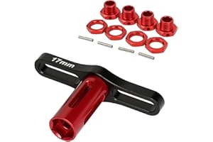 Dantenron RC Aluminum 17mm Wheel Hex Nuts with Wheel Hub Wrench Repair Tool Set Upgrades Part for 1/8 RC Cars Trucks Off Road Buggy Arrma Typhon Kraton 6S 3S Traxxas E-Maxx E-Revo Mojave (Red)