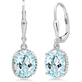 Gem Stone King Leverback Drop Dangle Earrings For Women | 925 Sterling Silver | 9X7MM Oval Gemstone Birthstone | Fine Jewelry Gifts for Her Mom Women Wife