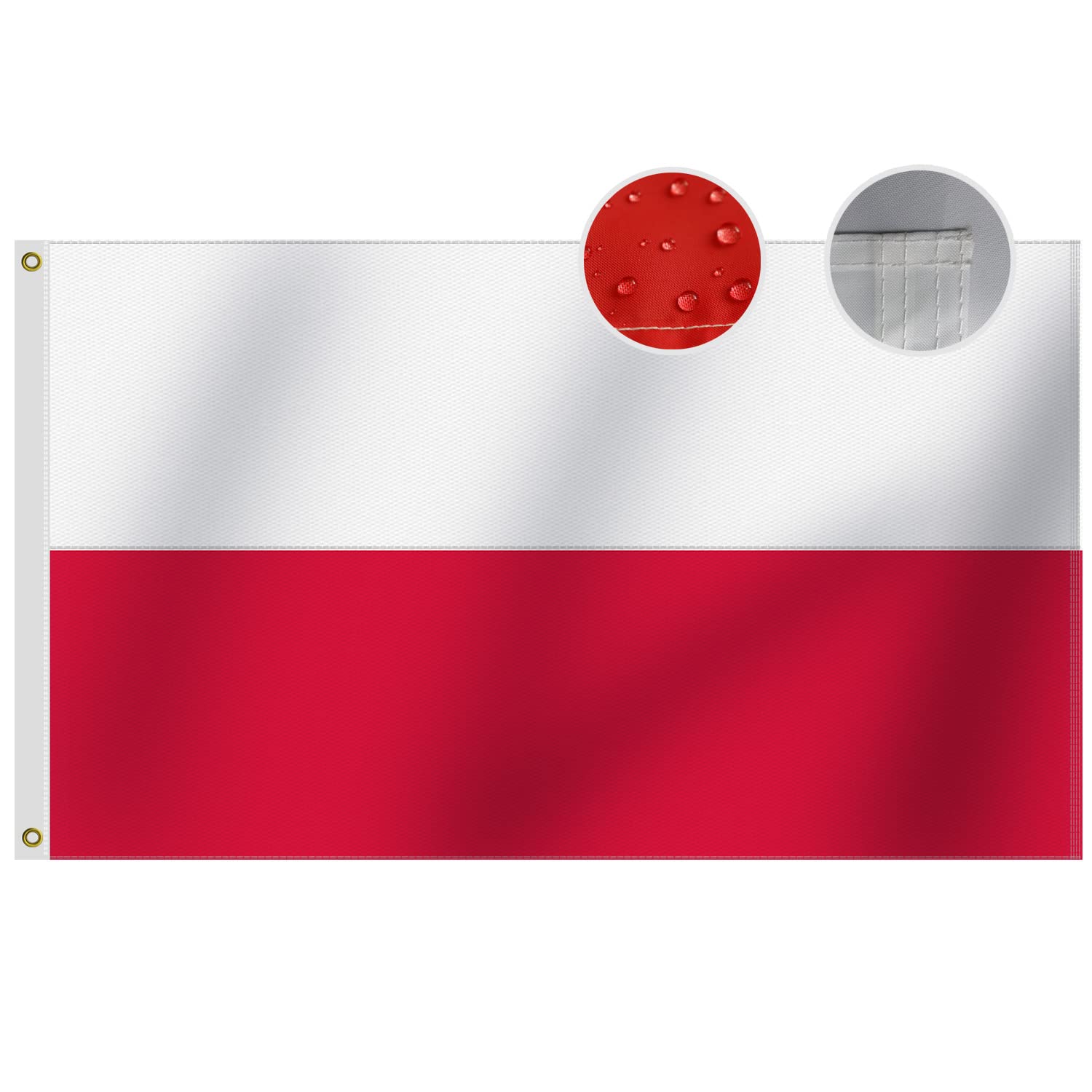 Omnisexual Heavy Duty Poland Flag 3x5 Ft, Longest Lasting Sewn Stripes Oxford Nylon 210D | Quadruple Stitched Fly Ends | Vivid Colors and UV Fade Proof Outdoor Premium Polish National Flags 150x90cm — image 1