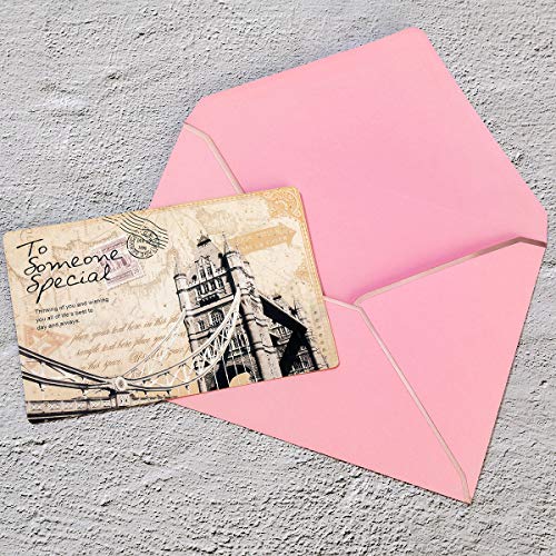 50 Pack A7 Pink Invitation Envelopes Rose Gold Border Envelopes Perfect