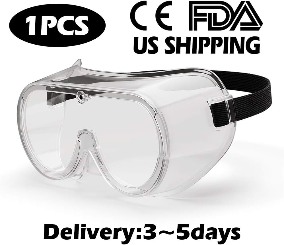 Safety Glasses Chemistry,US Shipping for Free,3-6 Days Delivery,Over Glasses Safety Goggles Virus Protection, Industrial Anti-fog Approved Wide-vision Lab Medical Goggle, Meets FDA,CE Standards