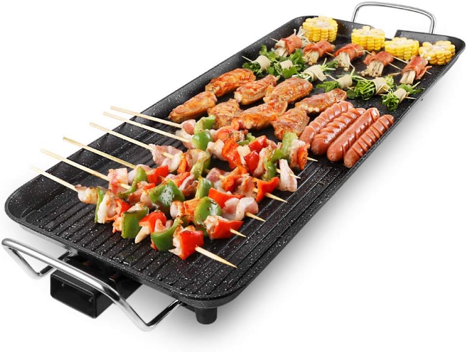 XIAOLY Teppanyaki Electric Baking Tray, Table Smokeless Electric Grill, Adjustable Temperature, Non-Stick Coating, 1700W, Dining Room, Indoor (Black)