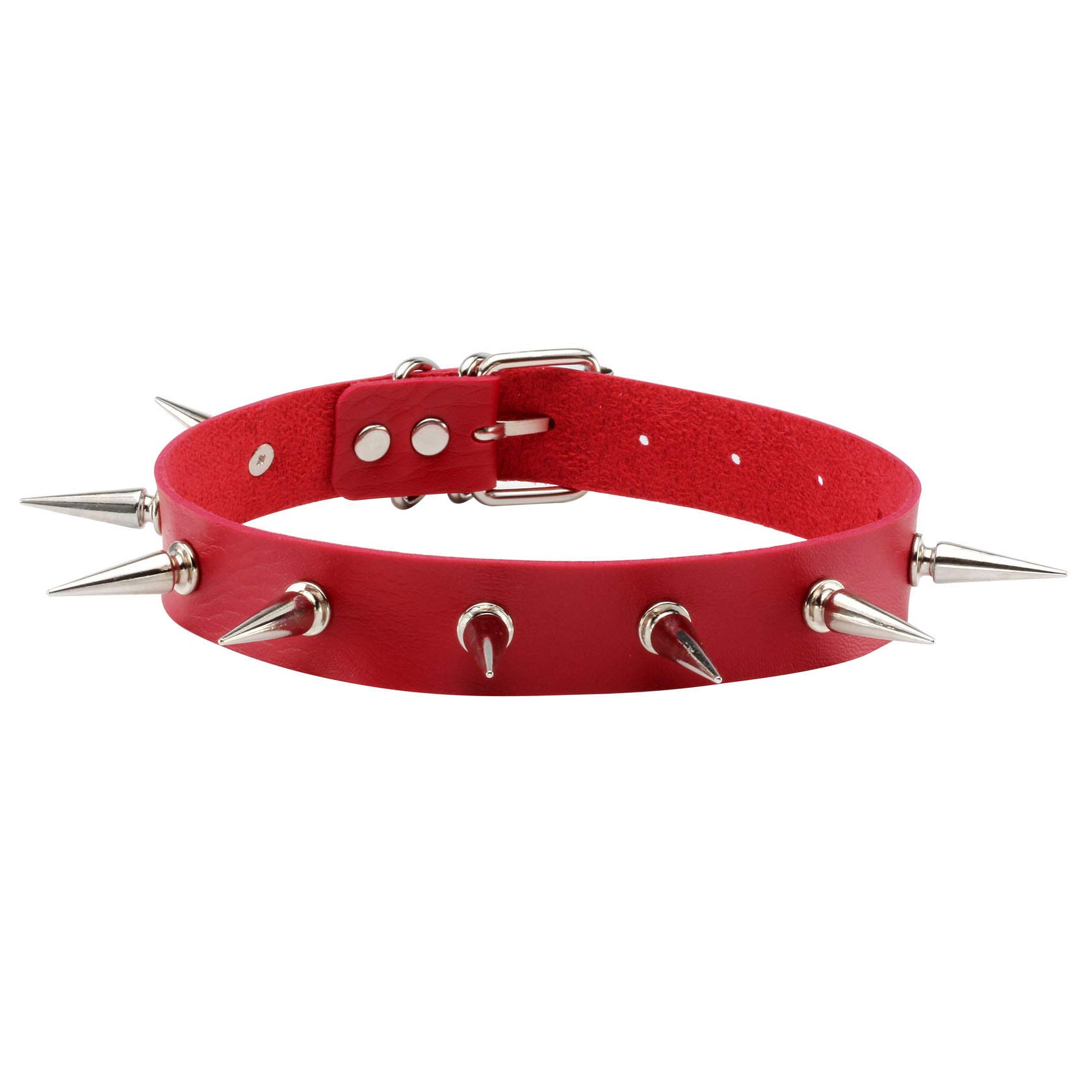 MILAKOO Gothic Rivet Spike Studded Choker Punk Rock Biker Strap Leather Collar Necklace Adjustable