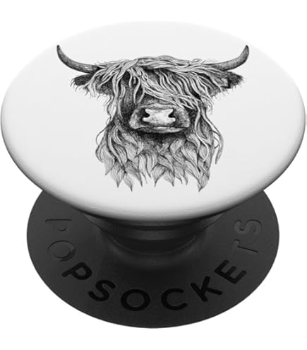 Funny Sunflower Scottish Highland Cow Art PopSockets