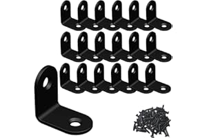 AUFUGA Corner Brace, L Bracket, Corner Bracket,Stainless Steel Brackets,Small Angle Brackets, Metal Iron Braces for Wood (Black_1x1x0.6inch_20pcs)