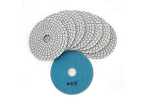 SHDIATOOL 4 - Inch Diamond Polishing Pads Wet Sanding Disc with White Bond Grit 400 for Marble Granite Stone 8Pcs