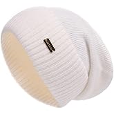 jaxmonoy Slouchy Beanies for Women Winter Lightweight Ladies Knit Hat Cuffed Soft Warm Slouch Beanie Cap - Brown