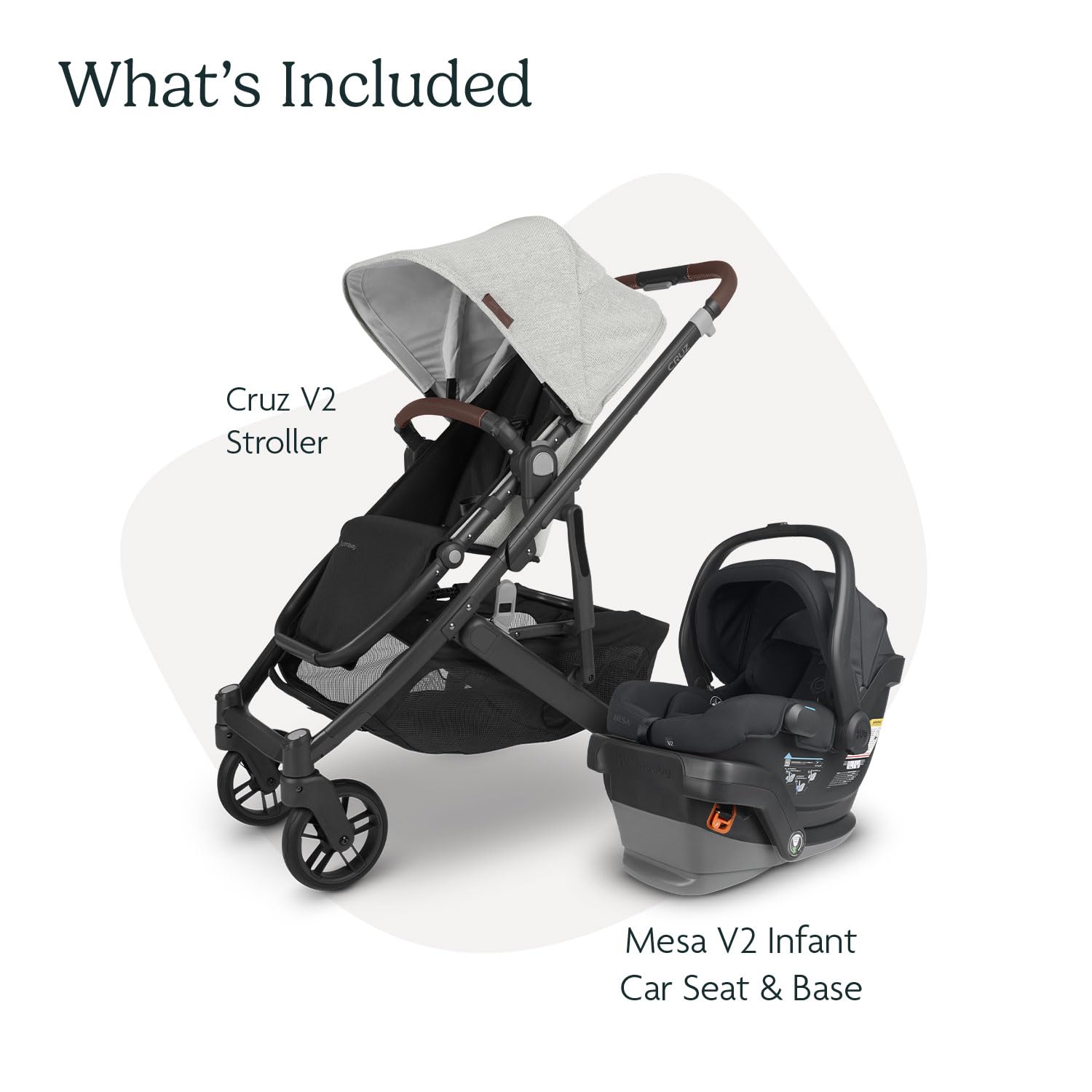 UPPAbaby Travel System, Includes Cruz V2 Stroller + Mesa V2 Car Seat Combo/Toddler Seat, Bumper Bar, Bug Shield, Rain Shield, Car Seat, Base + Robust Infant Insert Included/Anthony+Stella