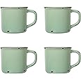 Luciano Housewares Beautiful Distressed Coffee, 15.2 oz, Set of 4 Enamel Mug Set, 4 Count (Pack of 1), Mint Green