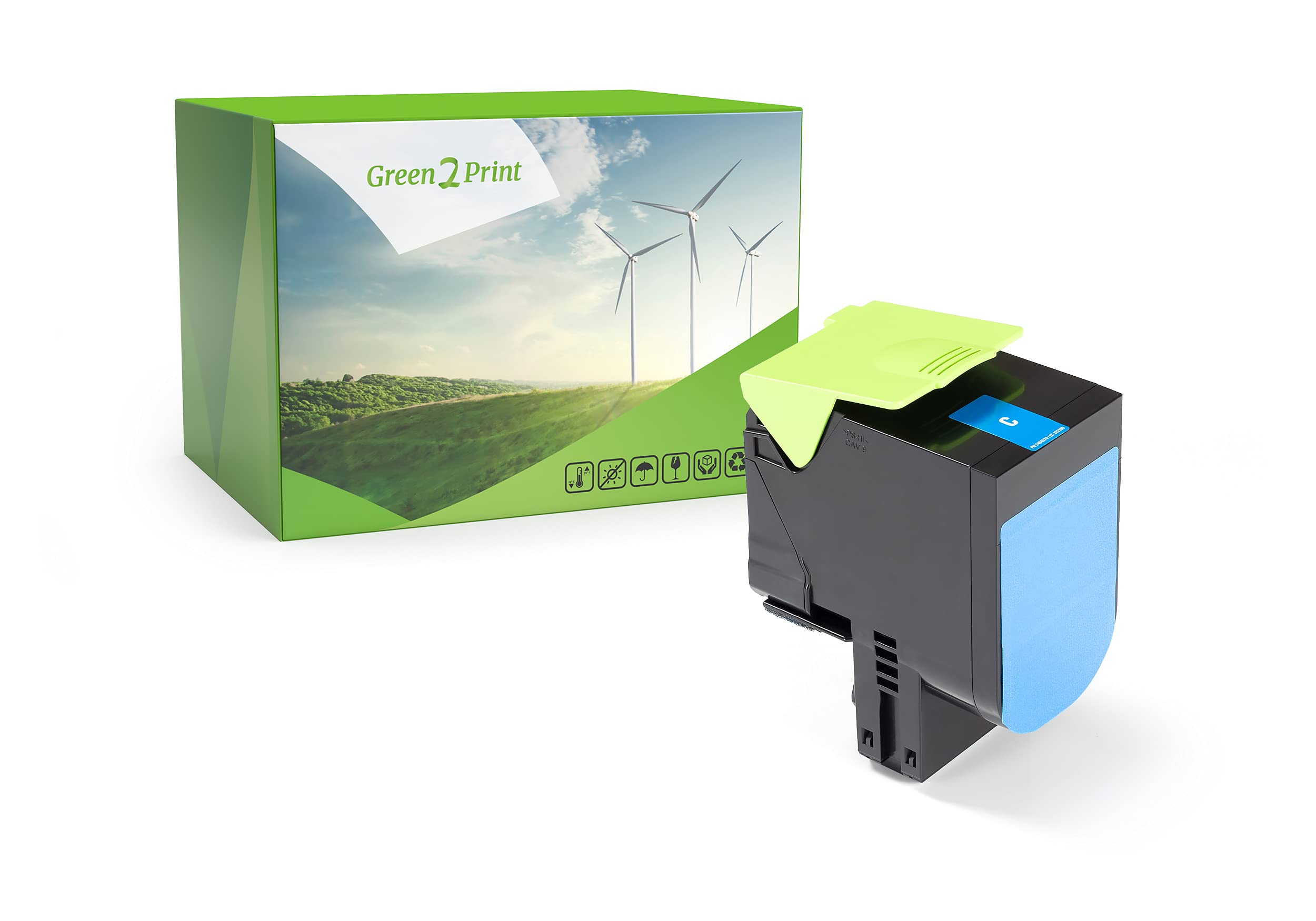 Green2Print Toner cyan 1400 pages replaces Lexmark 78C20C0 Toner cartridge for Lexmark CX421adn, CX421, CX522ade, CX522, CX622ade, CX622, CX625ade, CX625adhe, CX625, CS421DN, CS421, CS431DW, CS43