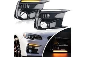 NJSBYL WRX Switchback Xenon White LED DRL Daytime Running Lights for Subaru WRX STI 2018 2019 2020 Front Bumper Sequential Amber LED Turn Signal Lights Black Fog Lamp Bezel Assembly