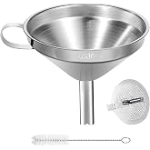 Stainless Steel Kitchen Funnel, 4.3-Inch Food Grade Metal Funnel with Strainer for Filling Bottles, Transferring Liquid, Oil, Juice, Milk