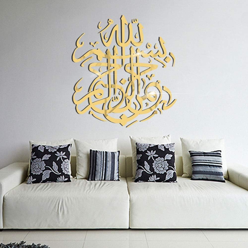 CDZJP Wall Stickers/Muslim Bedroom Acrylic Mirror Decoration/Living Room Decoration Stickers/Environmentally Friendly Detachable Wall Stickers,Gold