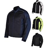 SGR Cool Mesh Cotton Motorcycle Jacket, Black with Neon Yellow Contrast, Zip Front Closure, Protective Riding Gear