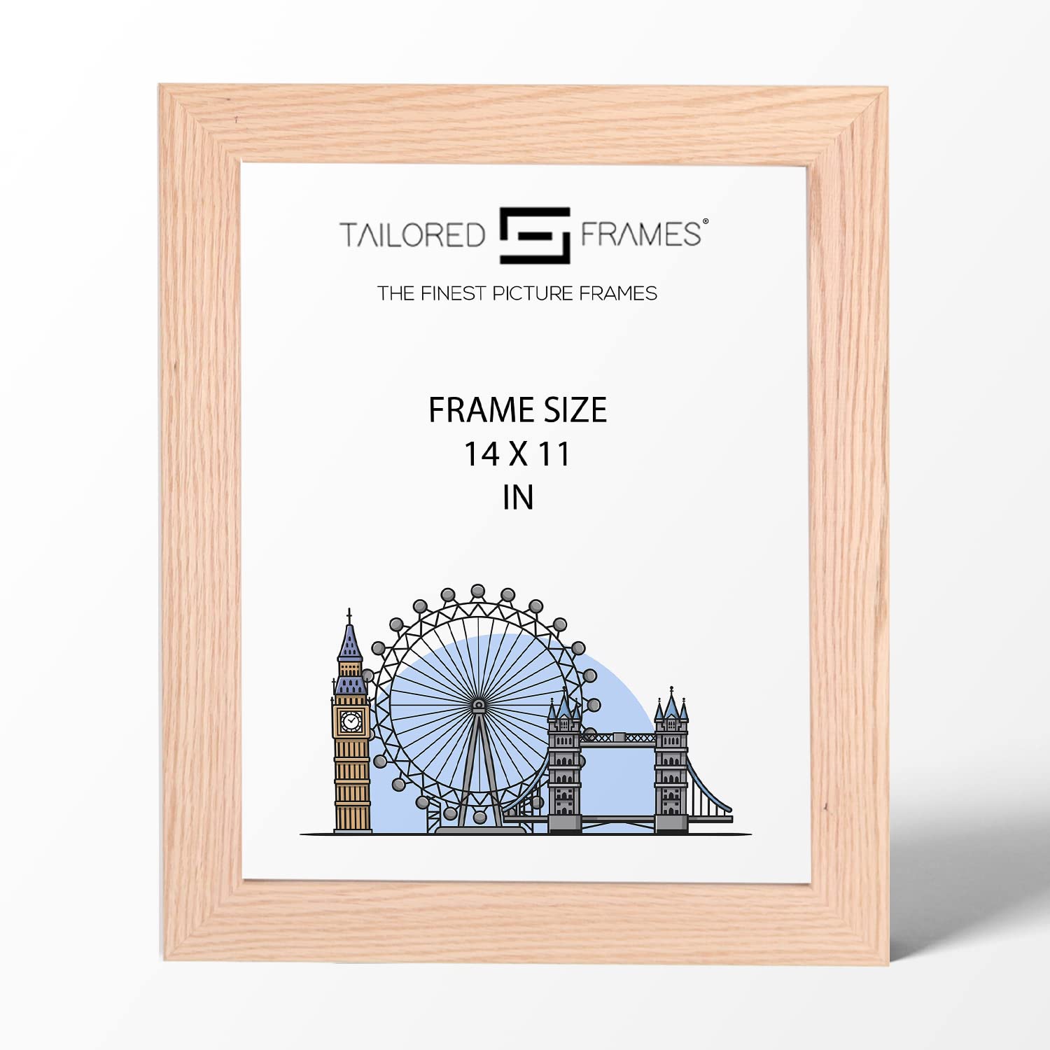 Tailored Frames Natural Oak Wood 14" x 11" Single Picture Frames | Wall Hanging Type | Photo Frame Without Mount