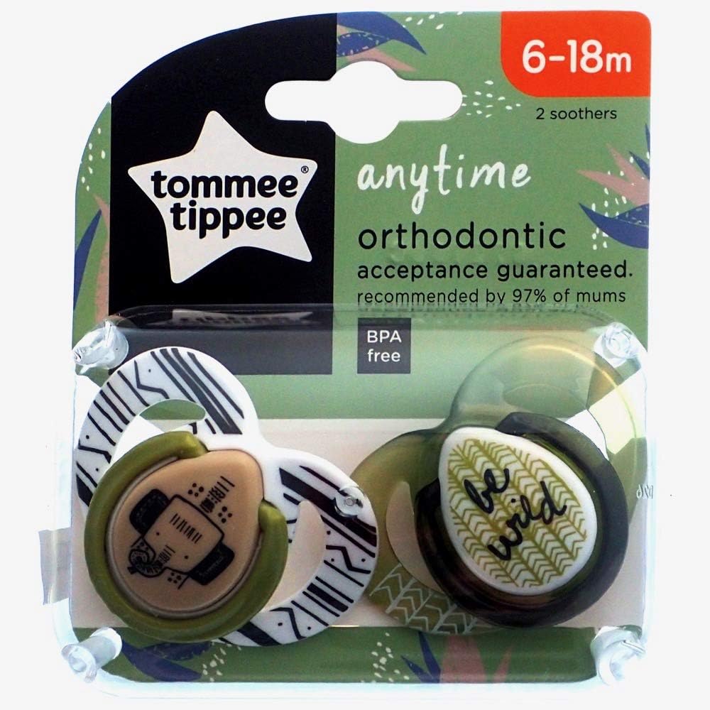 Tommee Tippee Any Time Soother Twin Pack: 6-18m (Be Wild)