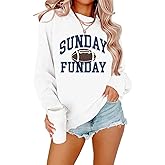 Ladicme Womens Football Game Day Sweatshirt Sunday Funday Sweatshirts Football Season Holiday Casual Long Sleeve Tops