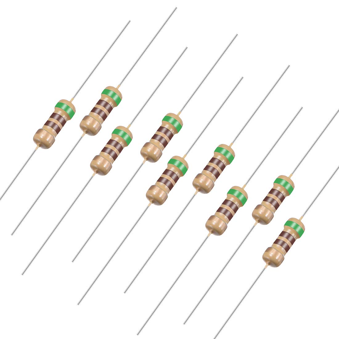 Sourcingmap 100Pcs 510 Ohm Resistor, 1/4W 5% Tolerance Carbon Film Resistors, 4 Bands for DIY Electronic Projects and Experiments