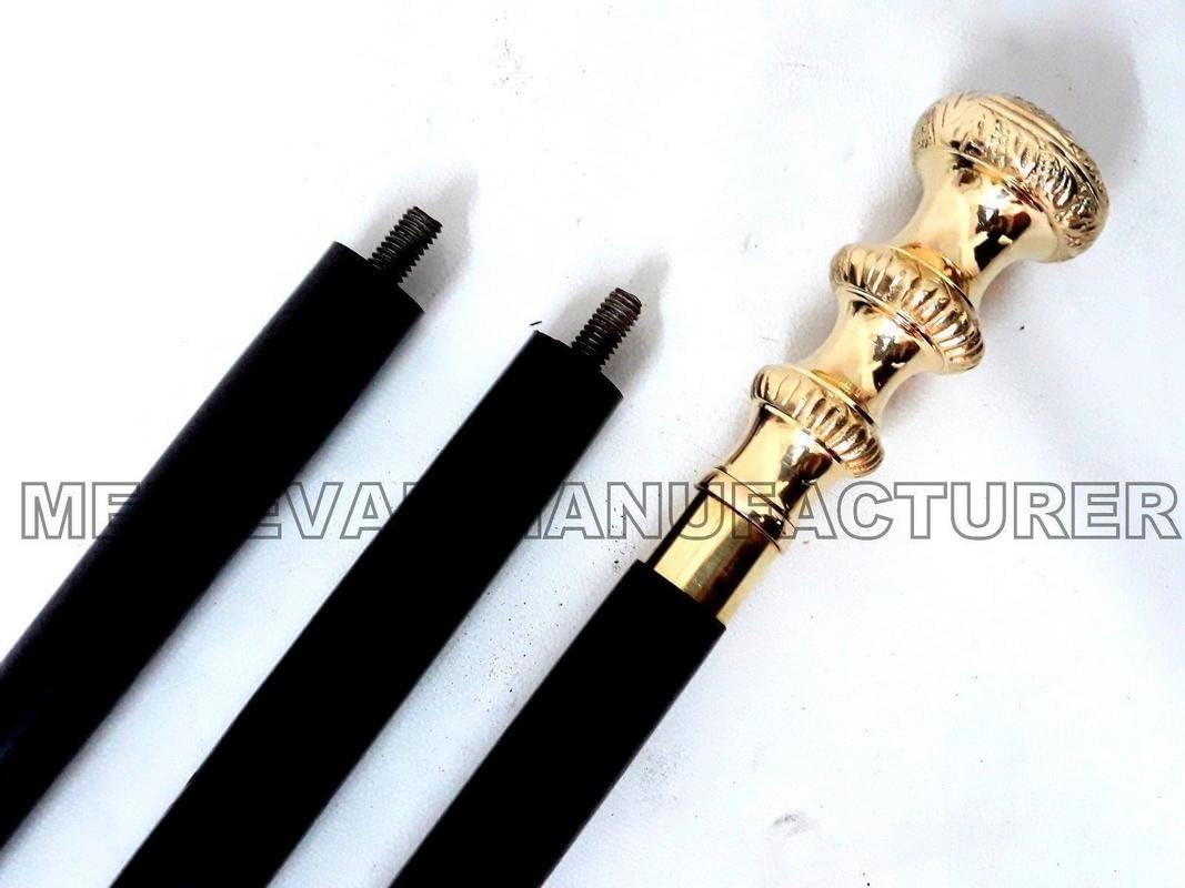 REPLICA MUSEUM Men's Designer Men's Brass Nautical Marine Handle Vintage Style Halloween Wooden Walking Stick