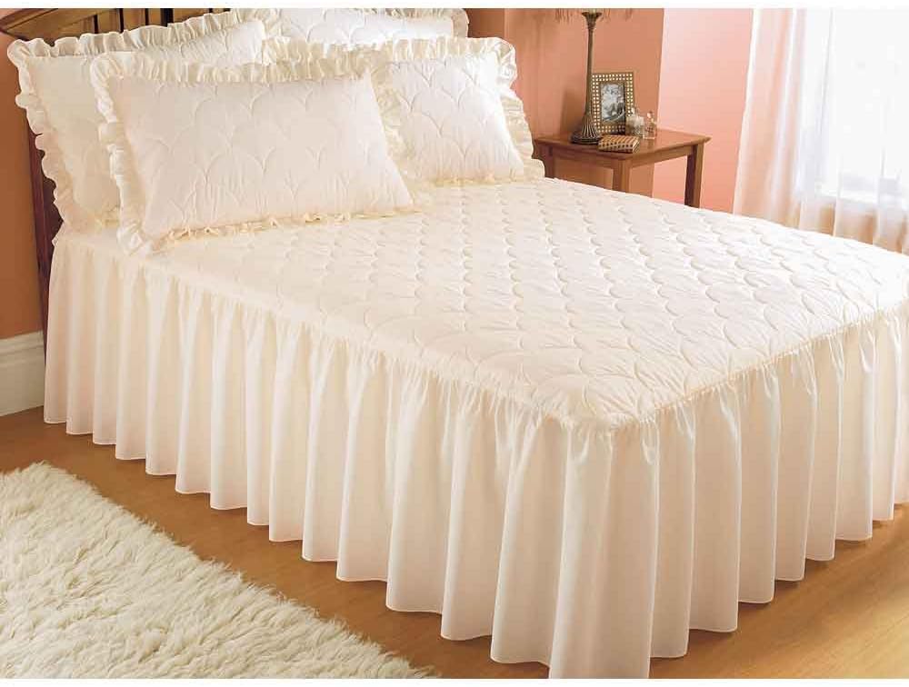Plain Quilted Bedspread with Pillow Shams sold separately Ivory