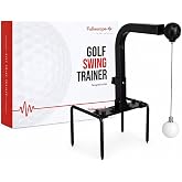 Pulsescape Golf Swing Trainer, Golf Training Aid with Ground Stake Outdoor Practice, Dual Axis Rotation, 4-Point Anchor, Adjustable Height &ndash; Swing Path Corrector for Backyard