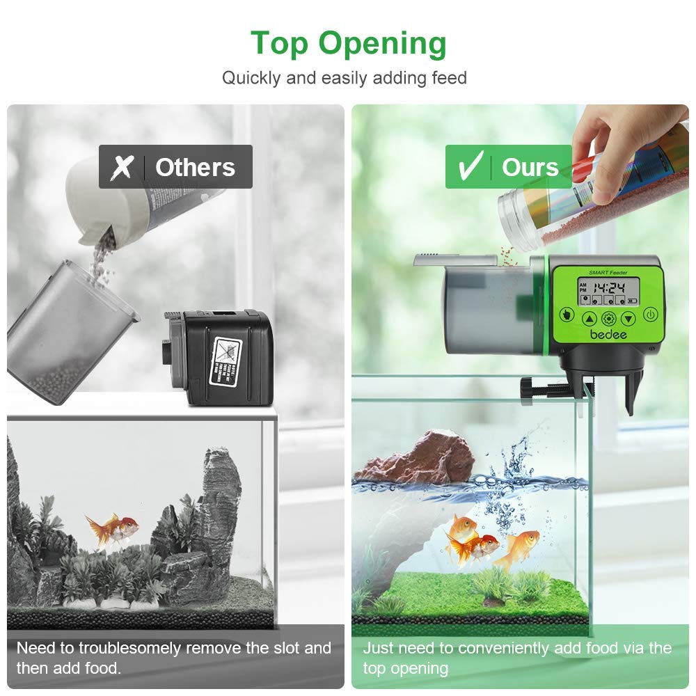 Automatic Fish Feeder Electric Auto Fish Feeder Vacation Fish Feeder Moisture-Proof Fish Food Dispenser for Aquarium