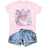 Santa Claus Christmas T-Shirt for Women Christmas Graphic Shirt Funny Xmas Gifts Casual Holiday Tees