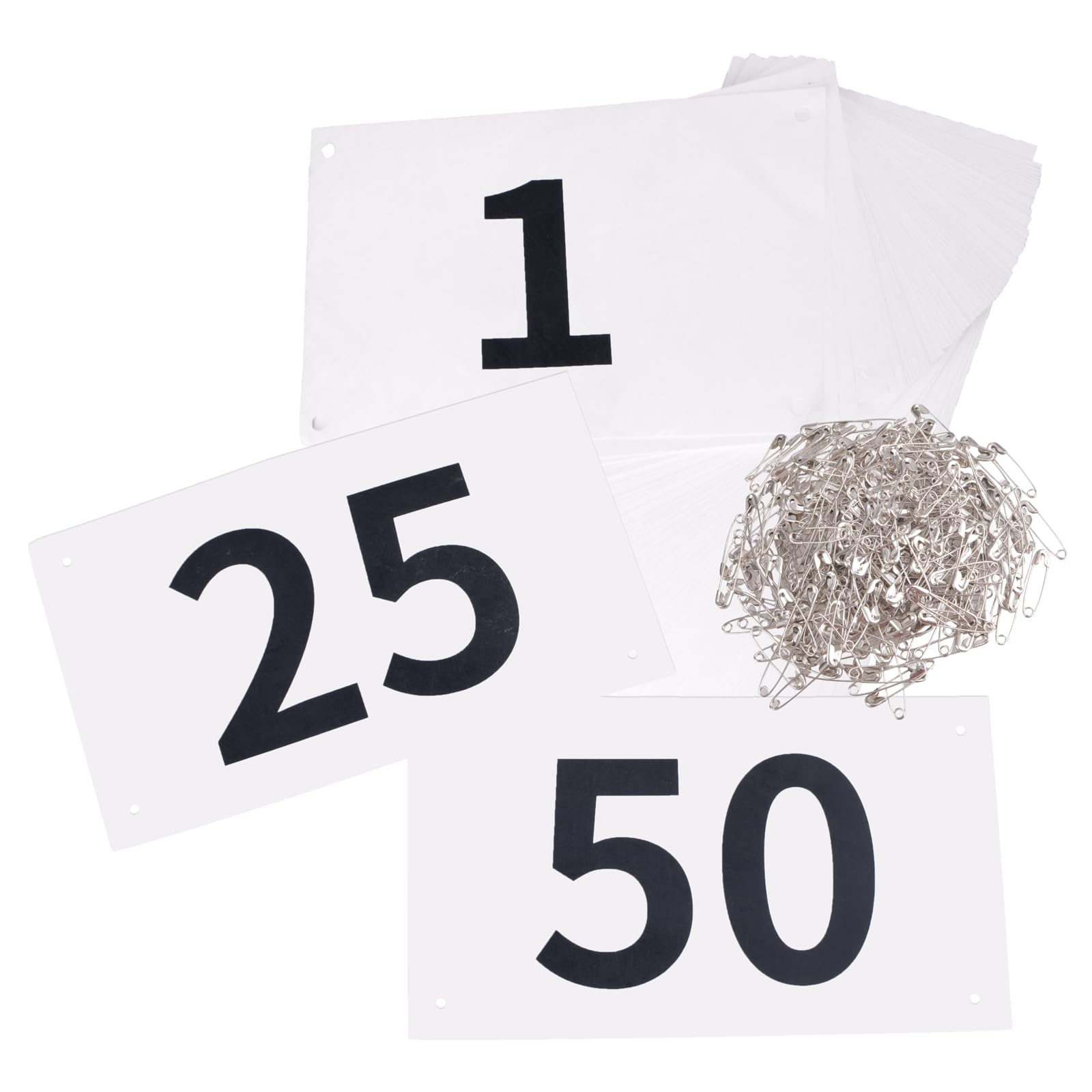 Photo 1 of TRIWONDER Tyvek Running Bib Competitor Numbers with Safety Pins, Running Numbers Paper Tags 1-500, Tearproof and Waterproof 4 x 7 Inches for Marathon Races and Events Sports Games (1-50)
