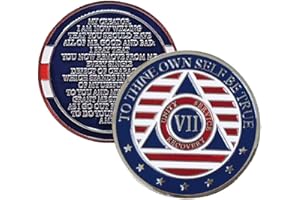 Alcoholics Anonymous Chip 7 and 7 Yearly with 7th Step Prayer on Back w/Coin Capsule (Year 7)