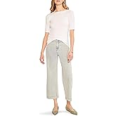 NIC+Zoe Womens Perfect Knit Rib Elbow Sleeve Boatneck Tee