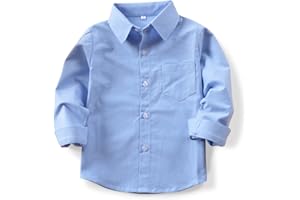OCHENTA Little Big Boys' & Men's Long Sleeve Button Down Oxford Casual Dress Shirt