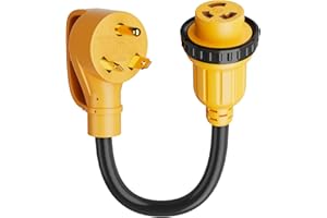 MECMO 30 Amp to 30 Amp RV Adapter Cord with Locking Connector Plug NEMA TT-30P to L5-30R, UL Listed RV Power Cord, TT-30P Male Plug to L5-30R Female RV Adapter, 1.5 FT, 10/3 STW, 125 Volts 3750 Watts
