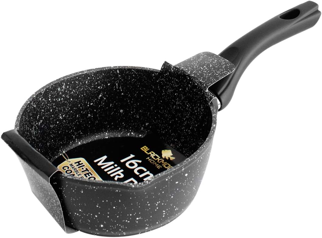 Blackmoor 66120 Classic 16cm Milk Pan/Non-Stick Coating/Cool Touch Handle/Features Unique Pouring Lip/Suitable for Induction Gas & Electric Hobs/Black Colour