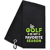 Hafhue Golf is My Favorite Season Embroidered Golf Towel, Golf Accessories for Men Women, Golf Gift for Men Women, Retirement Gift for Dad Grandpa Golf Lover Golf Fan