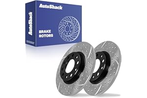 AutoShack Rear Solid Drilled & Slotted E-Coated Brake Rotors 2-PC Set Replacement for 2014-2021 Jeep Cherokee 2015-2017 Chrys