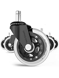 Office Chair Wheels by Office Owl for Smart Home Offices, Set of 5 Heavy Duty 3" Replacement Rubber Office Chair Casters, Cool Rollerblade Style Chair Casters For Hardwood,No Need For Chair Mats