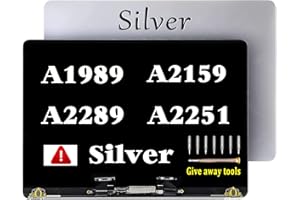 GBOLE Screen Replacement for MacBook Pro Retina A1989 A2159 A2289 A2251 EMC 3214 3358 3301 3456 3348 Mid 2018 2019 LCD Screen Assembly (Silver)