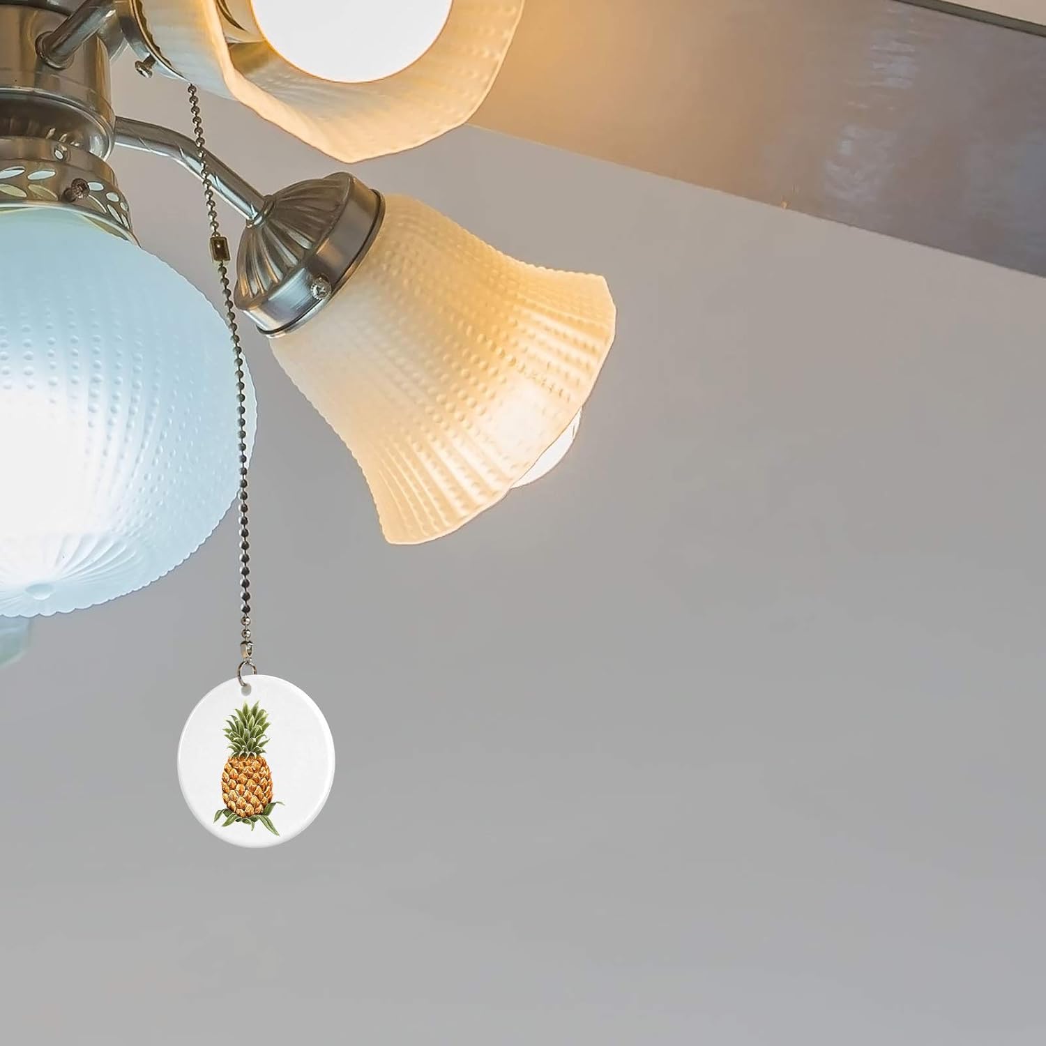 Pretty In Pink Pineapple Ceiling Fan Light Dimensional Pull