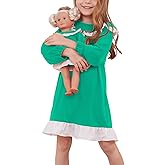Jxstar Matching Gilrs&Doll Nightgowns Ruffle Trim Long Sleeve Pajamas Sleepwear Night Dresses
