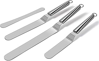 SveBake Winkelpalette Edelstahl Set - 3 Stück Winkelpaletten mit 1 Gerade Spatel, Kuchenmesser & Tortenmesser, Torten Zubehör, Icing Spatula Set für Torte
