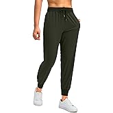 Soothfeel Women's Joggers with Zipper Pockets Lightweight Running Gym Travel Casual Workout Athletic Joggers Pants for Women Army Green
