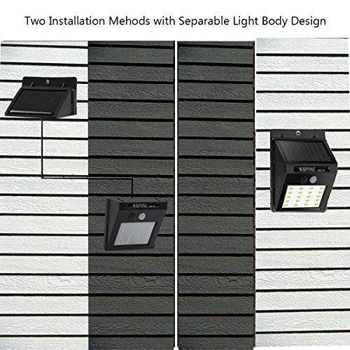 Solar Lights,20 LED Outdoor Solar Motion Sensor Lights(with 8ft Connection Cord) Waterproof Exterior Security Wall Light for Patio,Deck,Yard,Garden,Path,Home,Driveway,Stairs(1Pack)
