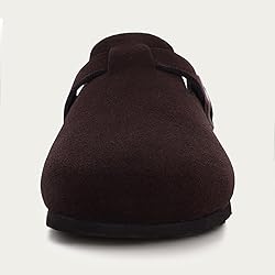 KIDMI Women's Genuine Suede Clogs Cork Footbed